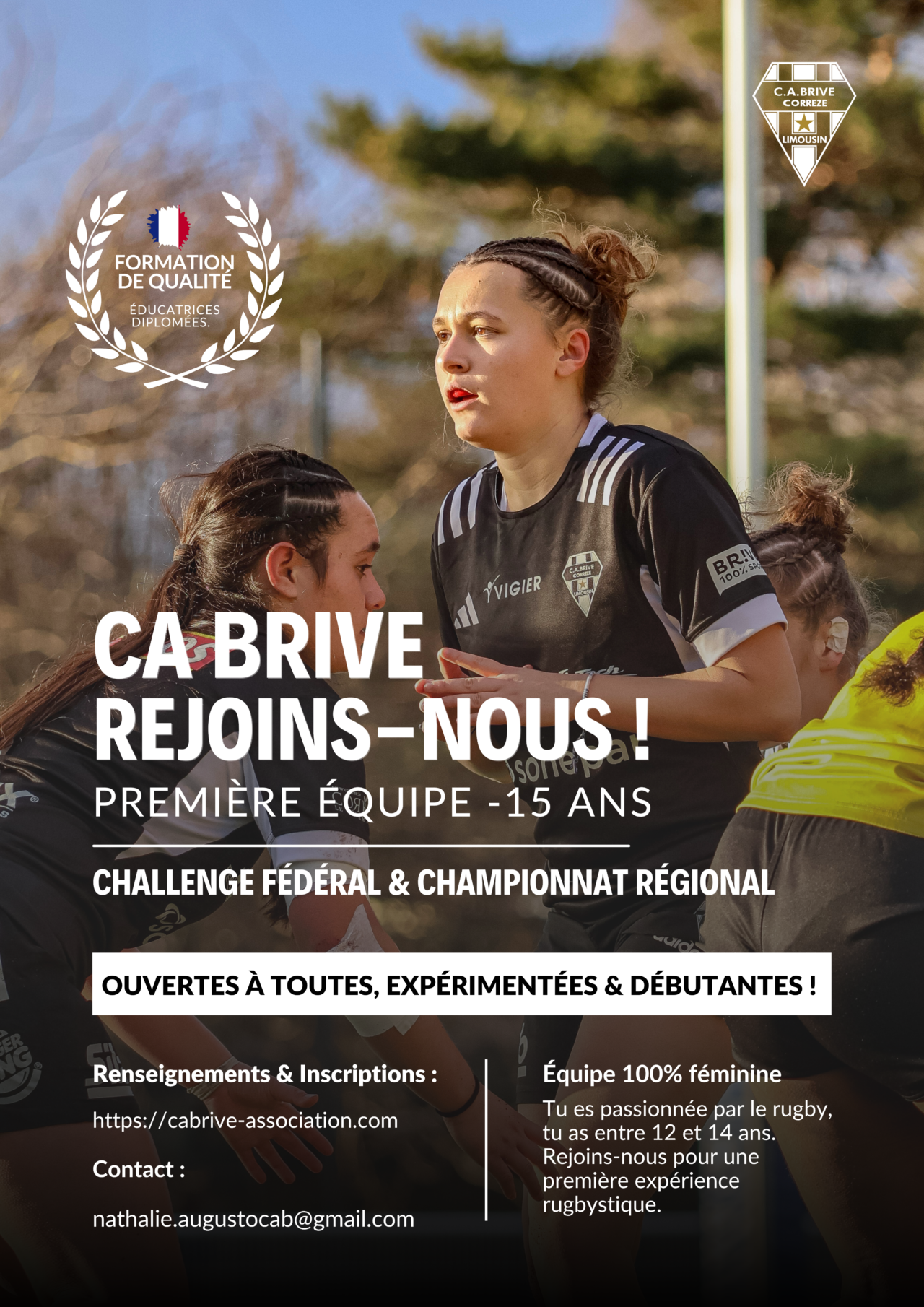 Le CA Brive officialise la création d&rsquo;une équipe M15 féminine !